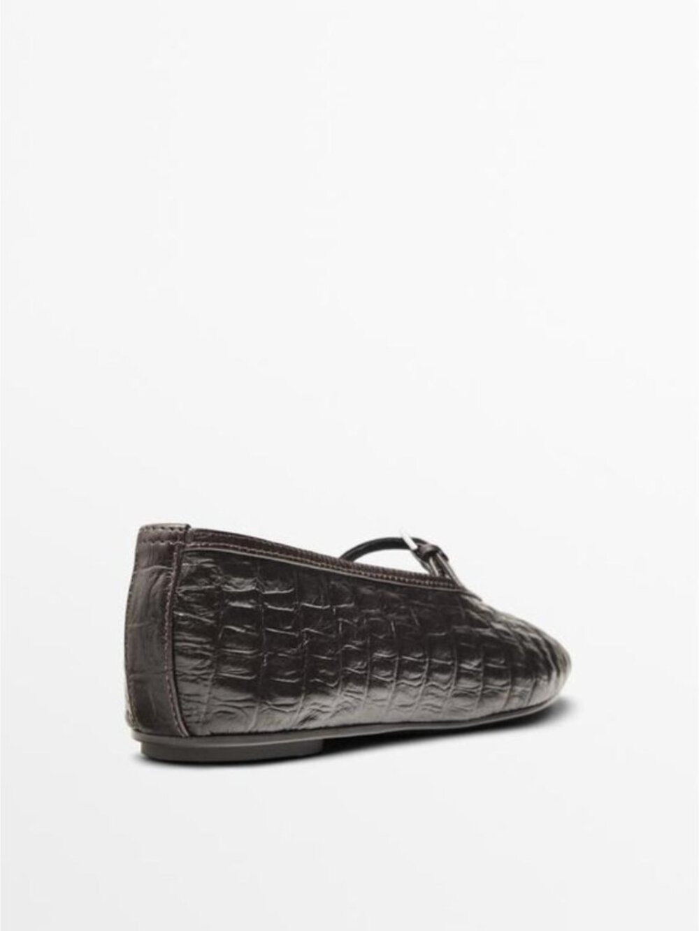 MASSIMO DUTTI SOFT MOCK CROC LEATHER BALLET FLATS - Picture 4 of 5